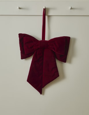 

M&S Collection Velvet Door Bow - Red, Red