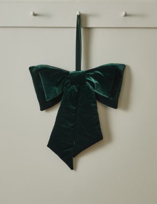 

M&S Collection Velvet Door Bow - Green, Green