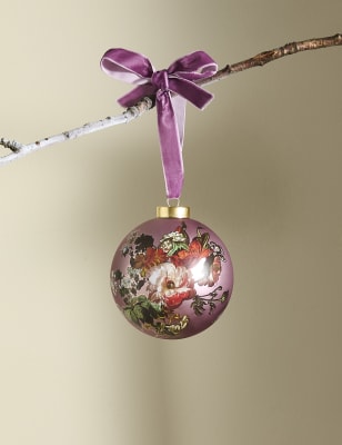 

M&S X National Gallery Pink Glass Floral Bauble - Pink Mix, Pink Mix