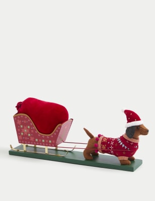 

M&S Collection Sausage Dog & Sleigh Room Decoration - Multi, Multi