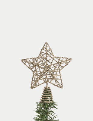 

M&S Collection Glitter Wire Mini Star Tree Topper - Gold, Gold