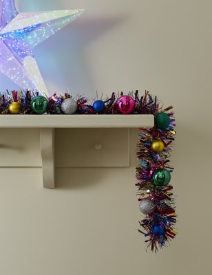 

M&S Collection Multicoloured Tinsel Bauble Garland, Multi