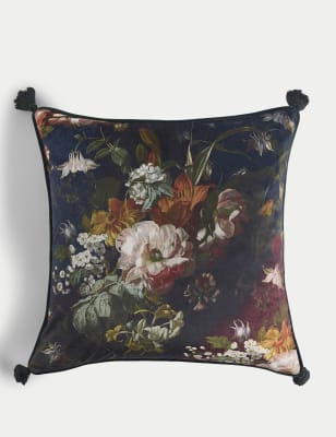 

M&S X National Gallery Velvet Floral Cushion - Navy Mix, Navy Mix