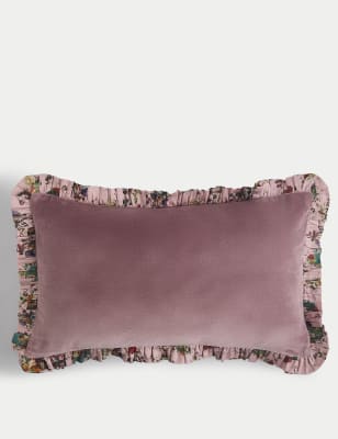 

M&S X National Gallery Velvet Ruffle Trim Bolster Cushion, Purple Mix