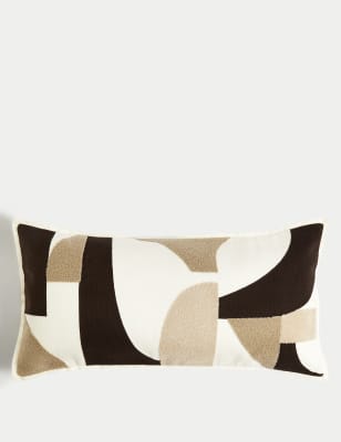 

M&S Collection Pure Cotton Geometric Bolster Cushion - Cream Mix, Cream Mix