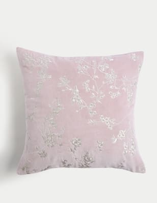 

M&S Collection Velvet Embroidered Cushion - Pink Mix, Pink Mix