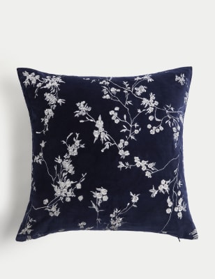 

M&S Collection Velvet Cherry Blossom Embroidered Cushion - Navy Mix, Navy Mix