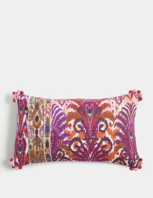 

M&S Collection Cotton with Linen Embroidered Bolster Cushion - Pink Mix, Pink Mix