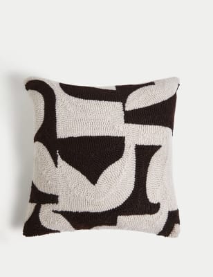 

M&S Collection Besticktes Kissen mit geometrischem Muster - Braun Melange, Braun Melange