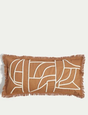 

M&S Collection Pure Cotton Embroidered Bolster Cushion - Brown Mix, Brown Mix