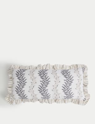 

M&S Collection Cotton with Linen Leaf & Striped Bolster Cushion, Neutral