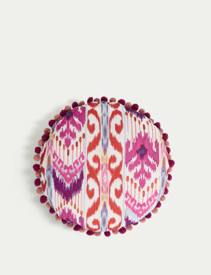 

M&S Collection Ikat Pom Pom Outdoor Cushion - Pink Mix, Pink Mix