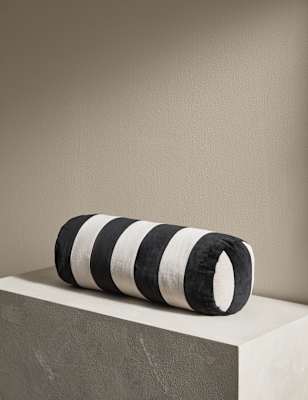 

M&S X Kelly Hoppen Stripe Round Bolster Cushion, Taupe