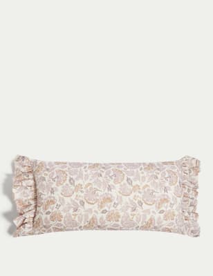 

M&S Collection Cotton with Linen Floral Bolster Cushion - Pink Mix, Pink Mix