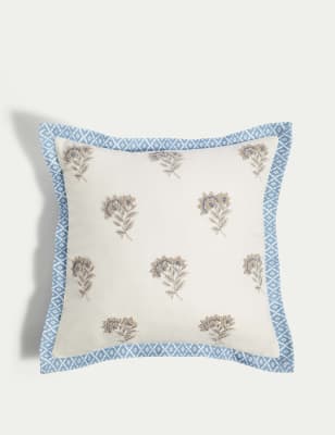 

M&S Collection Cotton with Linen Embroidered Cushion - Blue Mix, Blue Mix