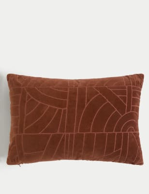 

M&S Collection Velvet Embroidered Bolster Cushion - Rust, Rust