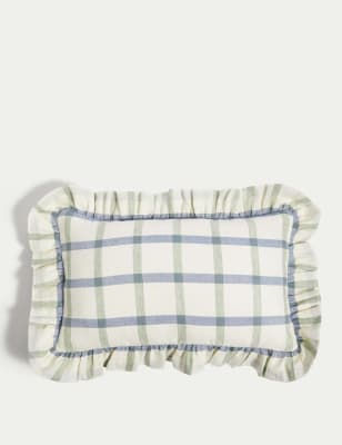

M&S Collection Cotton with Linen Checked Bolster Cushion - Ivory Mix, Ivory Mix
