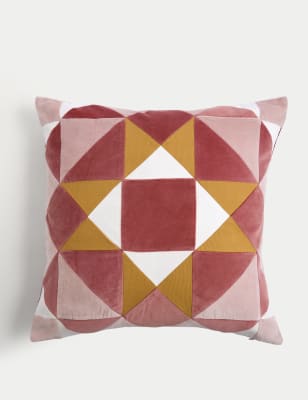 

M&S Collection Velvet Geometric Cushion - Pink Mix, Pink Mix