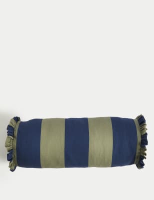 

M&S Collection Pure Cotton Striped Bolster Cushion - Green Mix, Green Mix