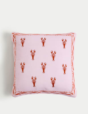 

M&S Collection Outdoor-Kissen mit Hummer-Stickerei - Rosa Melange, Rosa Melange