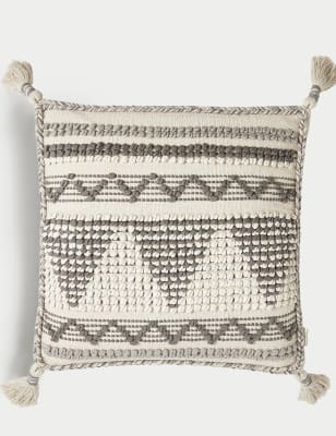 

M&S X Fired Earth Jaipur Amar Pure Cotton Textured Cushion - Natural Mix, Natural Mix