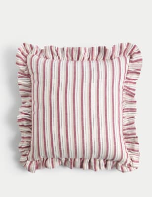 

M&S Collection Linen Blend Striped Cushion, Pink Mix