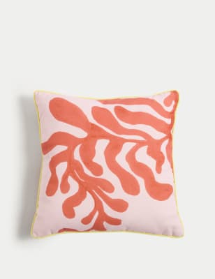 

M&S Collection 2er-Set Outdoor-Kissen, in Korallenrot und mit Karomuster - Rosa Melange, Rosa Melange