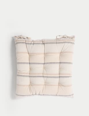 

M&S Collection 2er-Set Sitzkissen aus reiner Baumwolle mit Streifenmuster - Naturfarben Melange, Naturfarben Melange