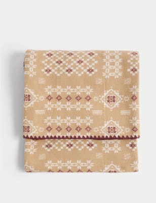 

M&S X Fired Earth Sierra Überwurf aus reiner Baumwolle mit Plattstichmuster - Kamella, Kamella