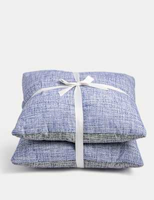 

M&S Collection Set of 2 Pure Cotton Outdoor Cushions, Blue Mix