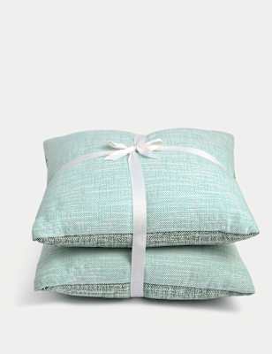 

M&S Collection Set of 2 Pure Cotton Outdoor Cushions, Green Mix