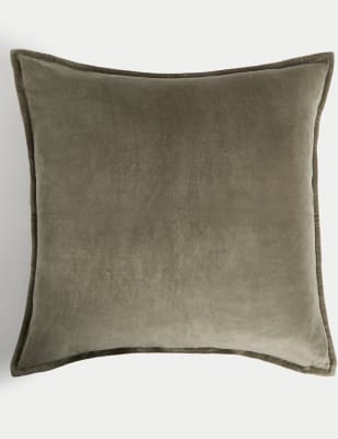 

M&S Collection Pure Cotton Velvet Large Cushion, Dusty Green