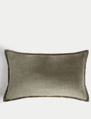 

M&S Collection Pure Cotton Velvet Bolster Cushion - Dusty Green, Dusty Green