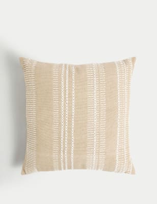 

M&S Collection Pure Cotton Embroidered Cushion, Neutral