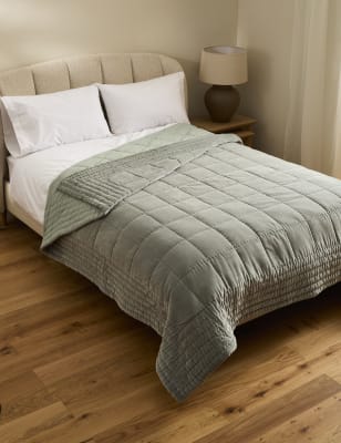 

M&S Collection Cotton Velvet Quilted Bedspread - Sage, Sage