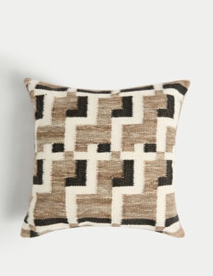 

M&S Collection Wool Blend Geometric Cushion - Neutral, Neutral