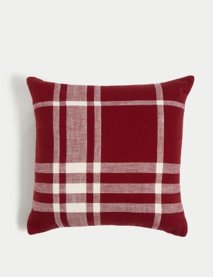 

M&S Collection Pure Cotton Checked Cushion - Red Mix, Red Mix