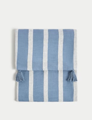 

M&S Collection Pure Cotton Striped Lightweight Throw - Blue, Blue