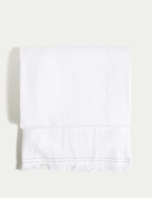 

M&S Collection Pure Cotton Large Stitched Throw - White, White