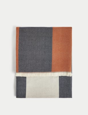 

M&S Collection Brushed Woven Geometric Throw - Navy Mix, Navy Mix