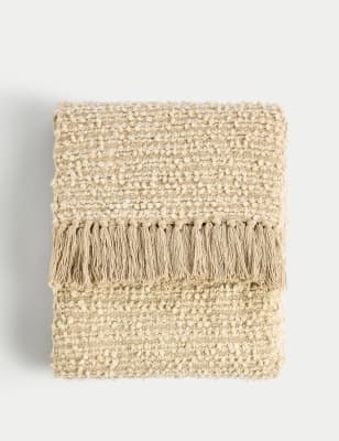 

M&S Collection Pure Cotton Bouclé Large Throw - Neutral, Neutral