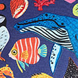 Pure Cotton Under Sea Embroidered Cushion, BLUE MIX, swatch