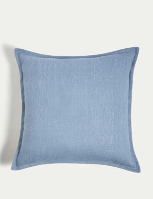 

M&S Collection Pure Cotton Textured Cushion - Blue, Blue