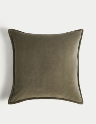 

M&S Collection Pure Cotton Velvet Cushion - Dusty Green, Dusty Green