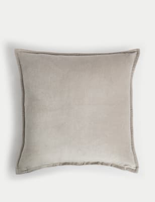 

M&S Collection Pure Cotton Velvet Cushion, Light Grey