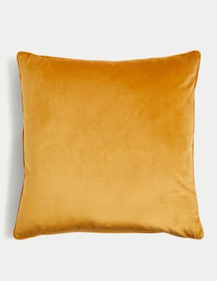 M&S Collection Velvet Piped Large Cushion - Ochre, Ochre,Charcoal,Olive,Navy