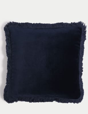 

M&S Collection Pure Cotton Velvet Fringed Cushion - Navy, Navy