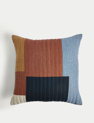 

M&S Collection Gestepptes Kissen aus reiner Baumwolle mit Patchwork - Mehrfarbig, Mehrfarbig