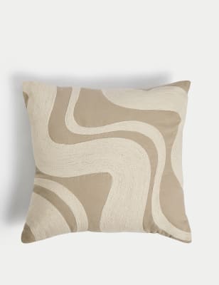 

M&S Collection Pure Cotton Swirl Embroidered Cushion - Neutral, Neutral