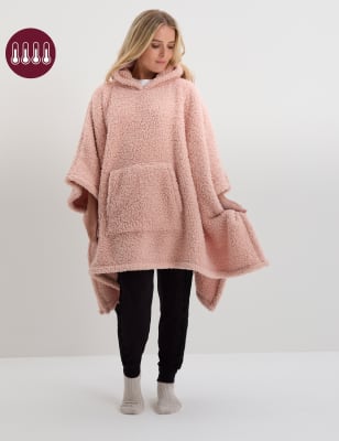 

The M&S Snuggle™ Teddy Fleece Hooded Blanket - Blush, Blush